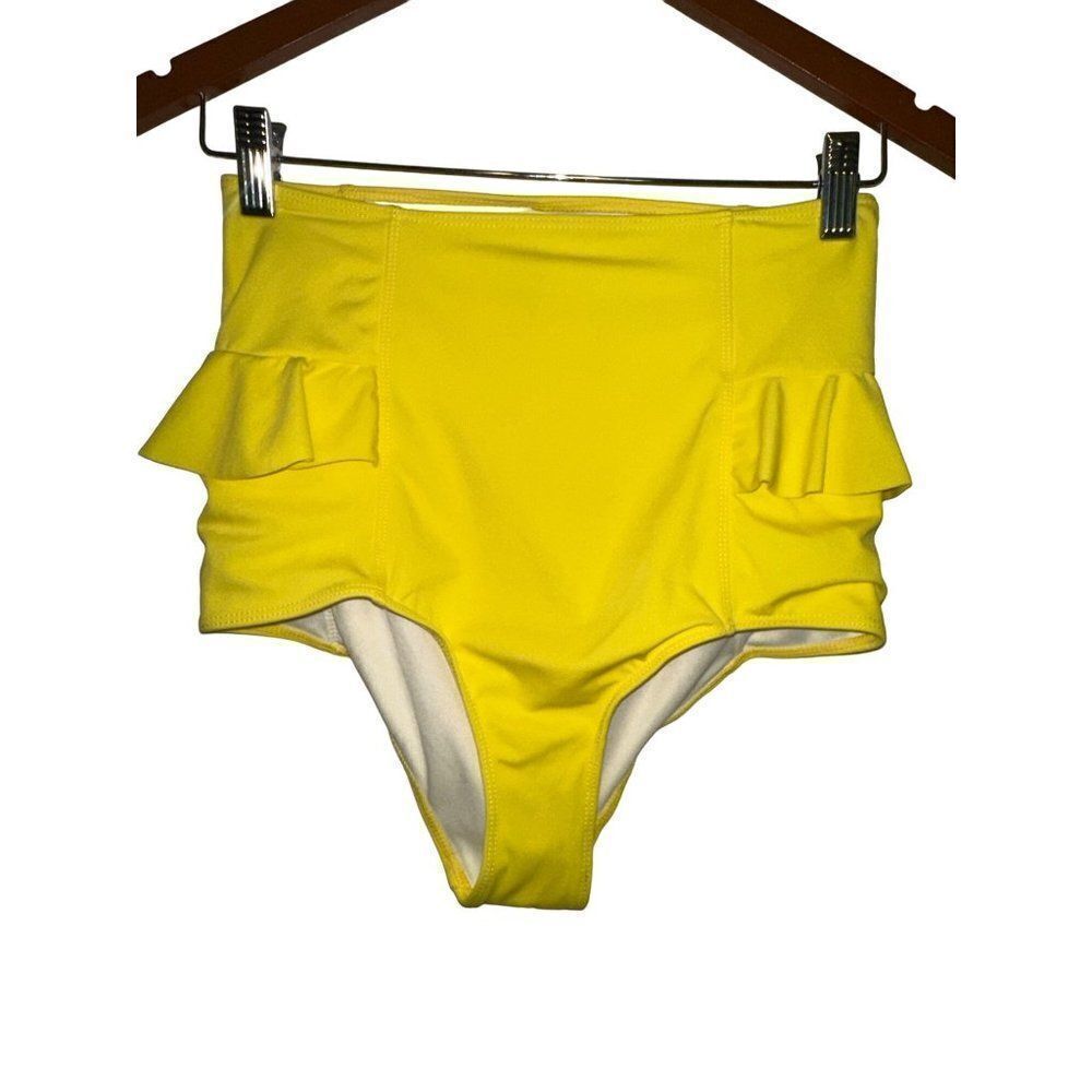 Kortni Jeane Bright Yellow High Rise Bikini‎ Bottom  Size Medium